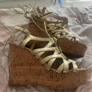 ALDO lace up wedges, 7/10, worn a few times to dinners.